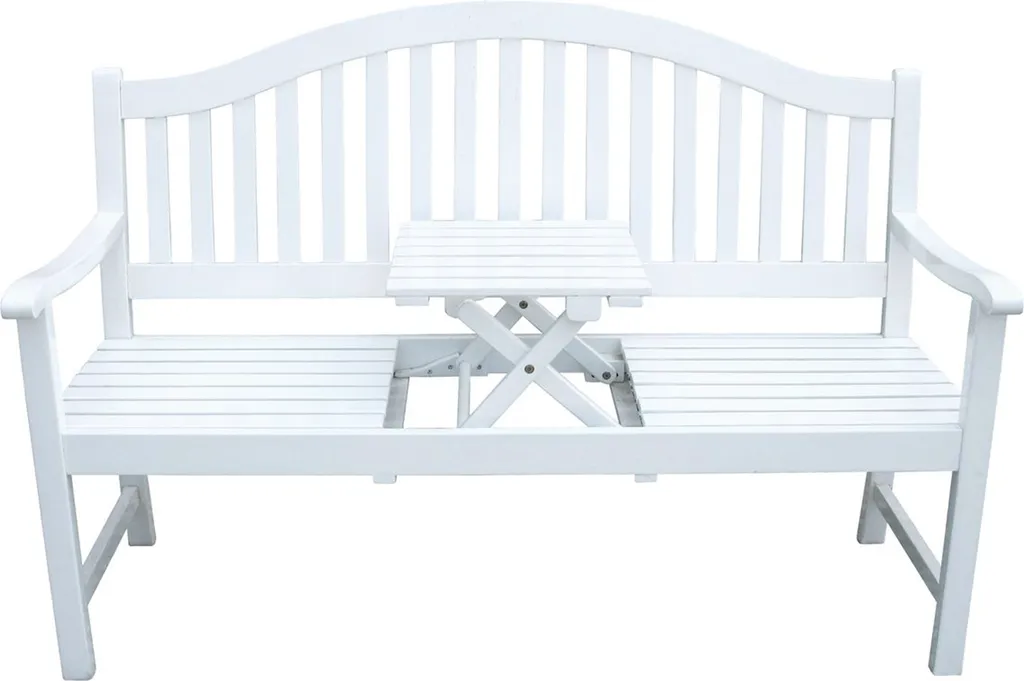 Banc de jardin en eucalyptus résistant blanc lavé 100% bois