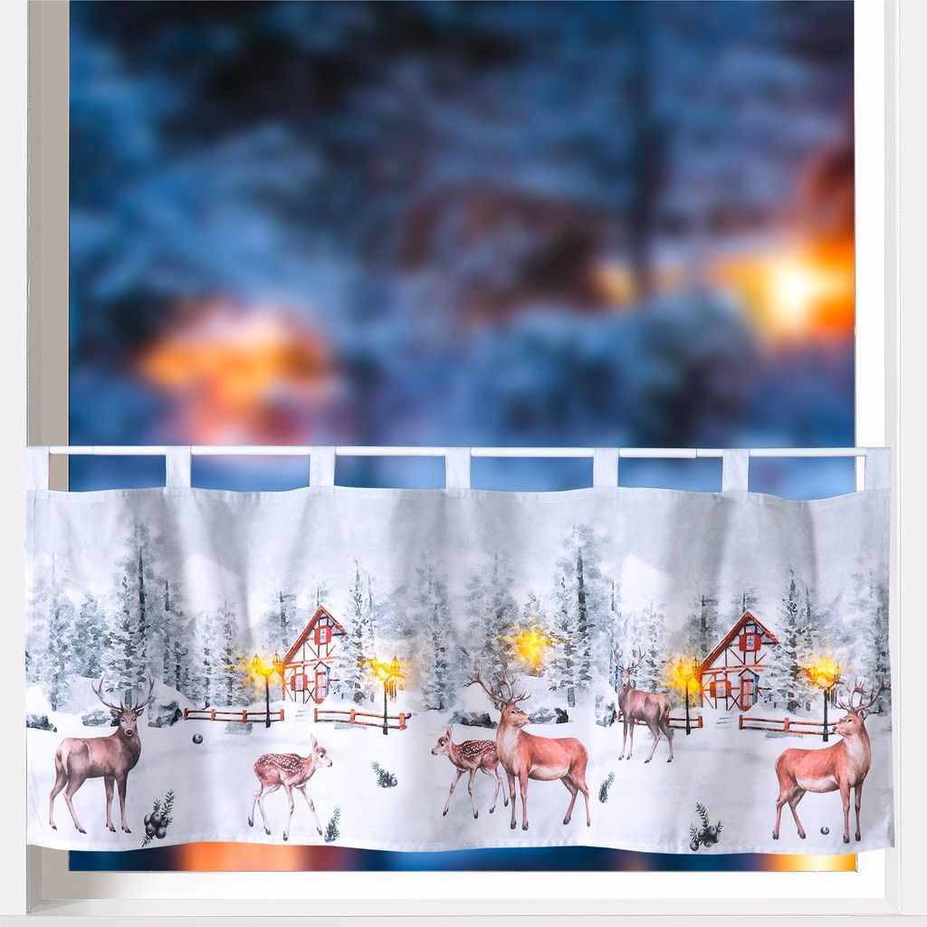 heimtexland ® Scheibengardine Weihnachten LED beleuchtet Produktbild 