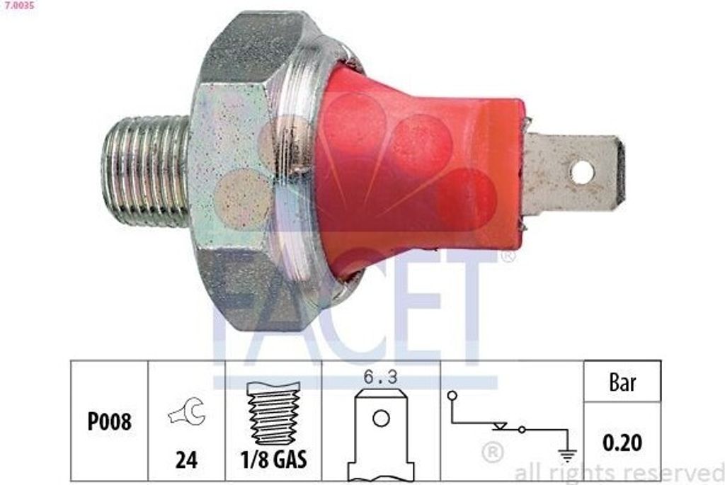 FACET 7.0035 Öldruckschalter Öldrucksensor für OPEL AGILA (B) (H08) für FIAT Sedici (FY) für TOYOTA GT 86 Coupe (ZN6) für NISSAN PIXO (UA0) f...