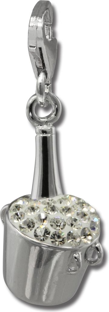 SilberDream weiß Charm Sektkühler Zirkonia 925 Silber Charms-Anhänger GSC573W