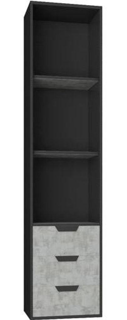 Masseno Buchregal CORTINA für Wohnzimmer Büro oder Lesezimmer 45x40x195 cm, Graphitfarben