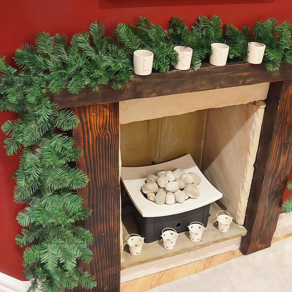 2.7 m Tannengirlande Kš¹nstliche, Weihnachtsgirlande Grš¹ne fš¹r Treppengel?nder, Tš¹rrahmen, Esstisch, Kamin, Weihnachtsdeko Innen und Au?...