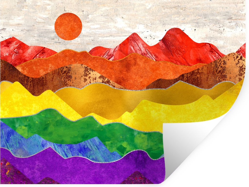 MuchoWow Wandtattoo Wandsticker Wandaufkleber Stolz - Regenbogen - Marmor 160x120 cm Selbstklebend und Repositionierbar - Selbstklebend - Fototap...