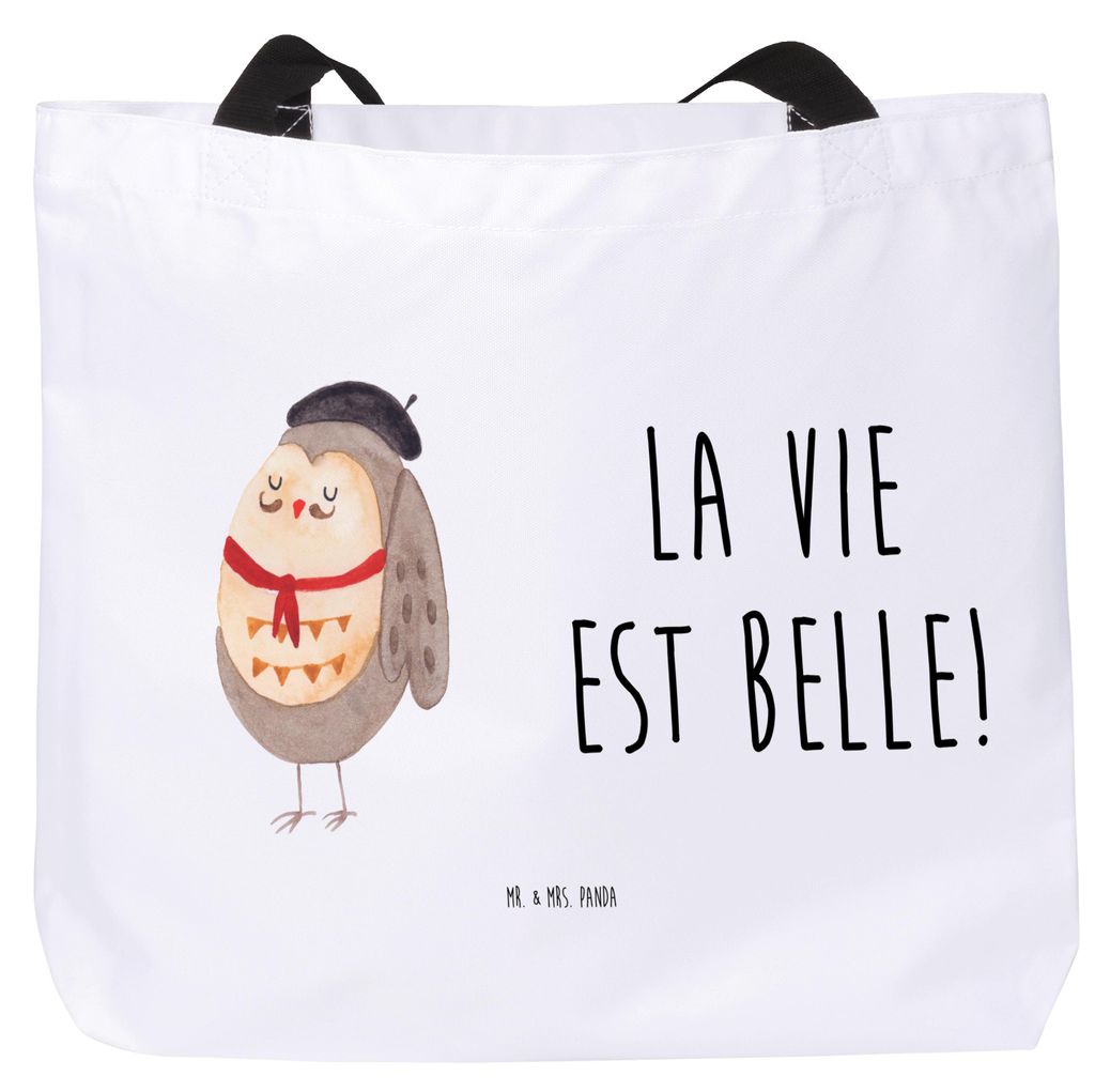 Mr. & Mrs. Panda Reisetasche Eule Frankreich - Weiß - Geschenk, Strandtasche, Französisch, La Vie Est Belle, Tasche, Spruch, Schultasche, Laptopt...