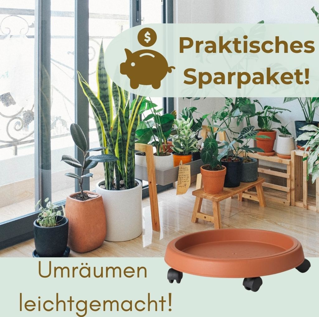 NVIYAM 2 Pflanzenroller 30cm - Schwere Blumentöpfe Leicht Bewegen