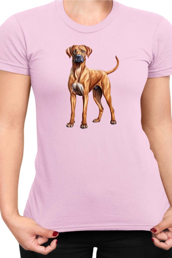 Damen T-Shirt Dogs Breeds Rhodesian Ridgeback Dog Breed 005, Lady M / Hellrosa