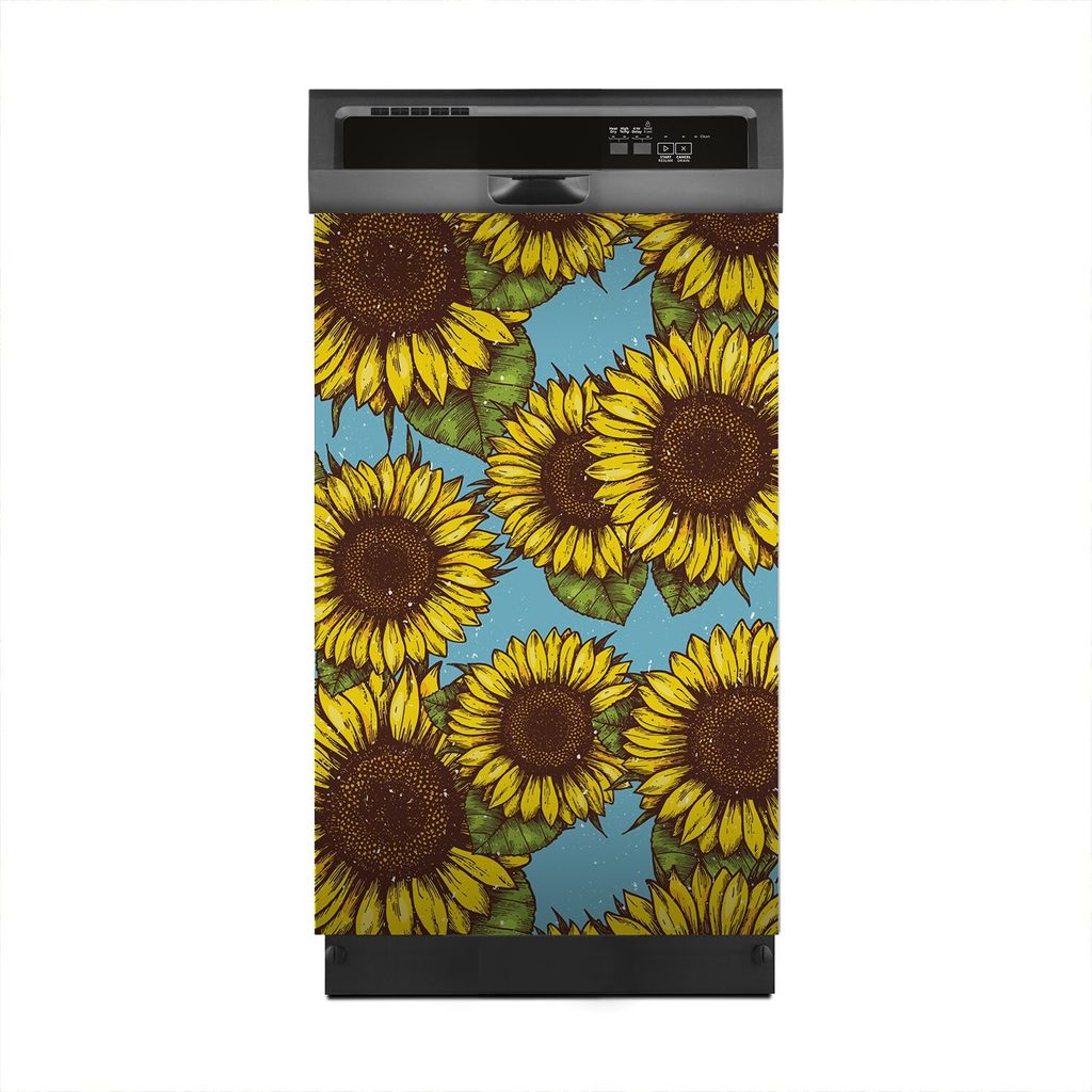 Magnete Dekorative 45x70 cm Küche Magnetmatte Spülmaschine - Retro Sonnenblume