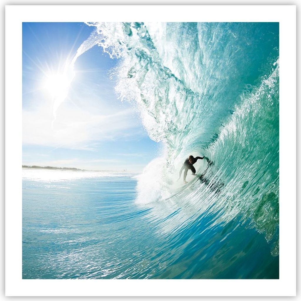 Poster - Poster ohne Rahmen - Abenteuer surfer welle ozean - 60x60 cm - Wand Bild - Wanddeko - Wandbilder - Kunstposter - Wandposter - Bilder - Kun...