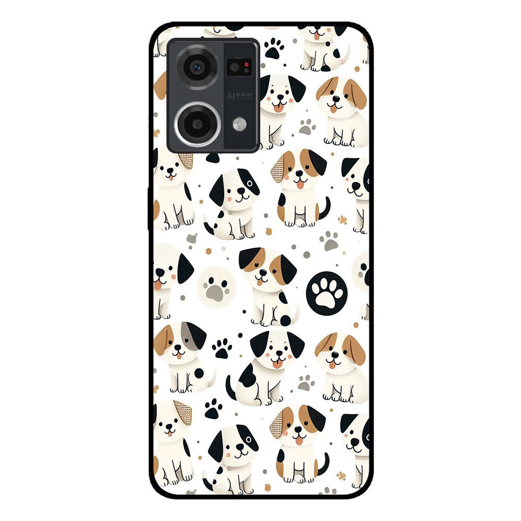 Smartphonica Handyhülle passend für Oppo Reno7 4G mit Hunden aufdruck - TPU Rückseite Fall Hund Design