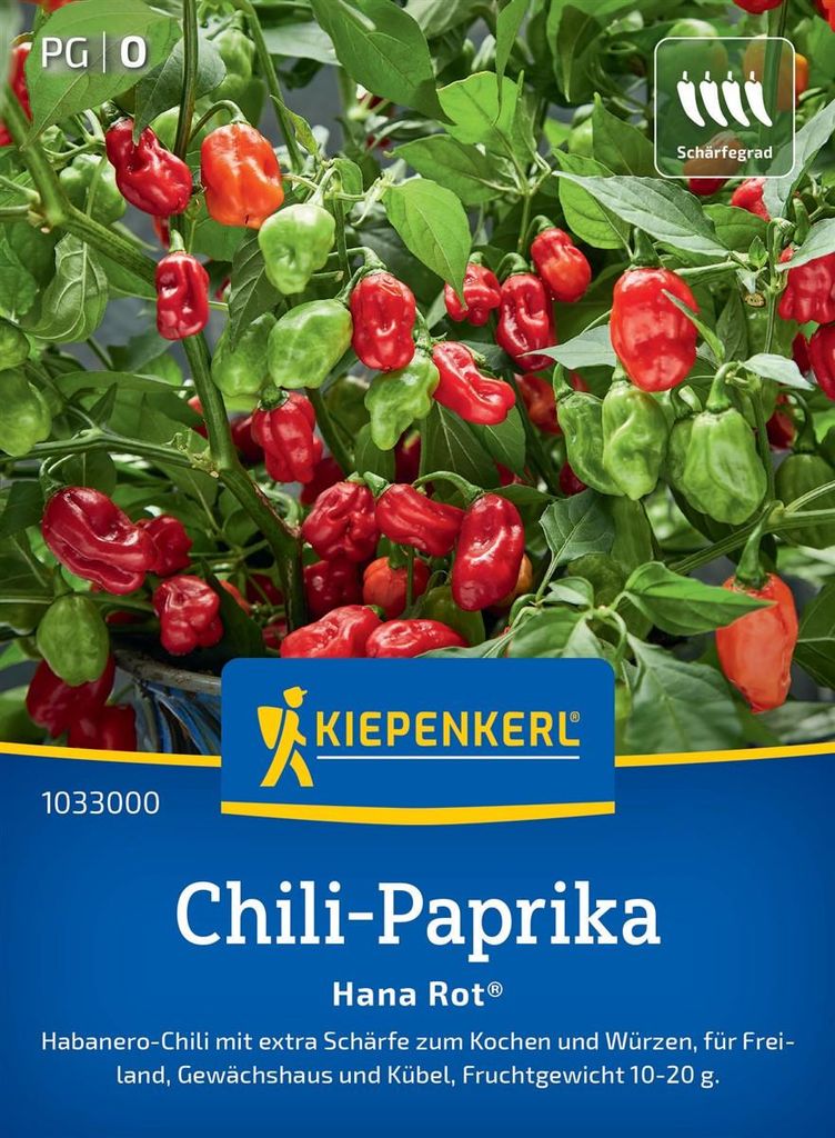 Kiepenkerl Chili Paprikasamen Hana Rot F1 Capsicum chinense 7 Pflanzen