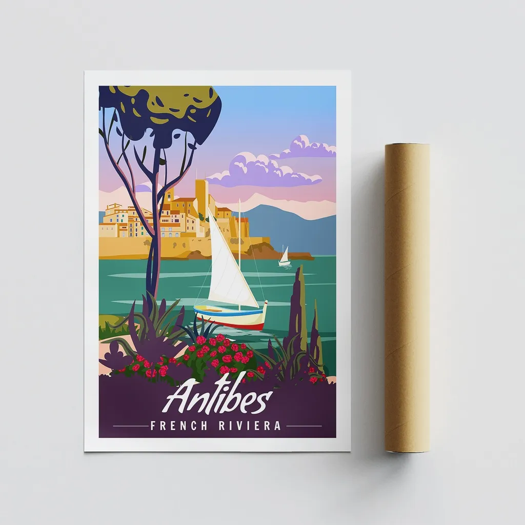 Affiche Décorative Murale Antibes 2022 Multicolore 50x70 Satinée Mat