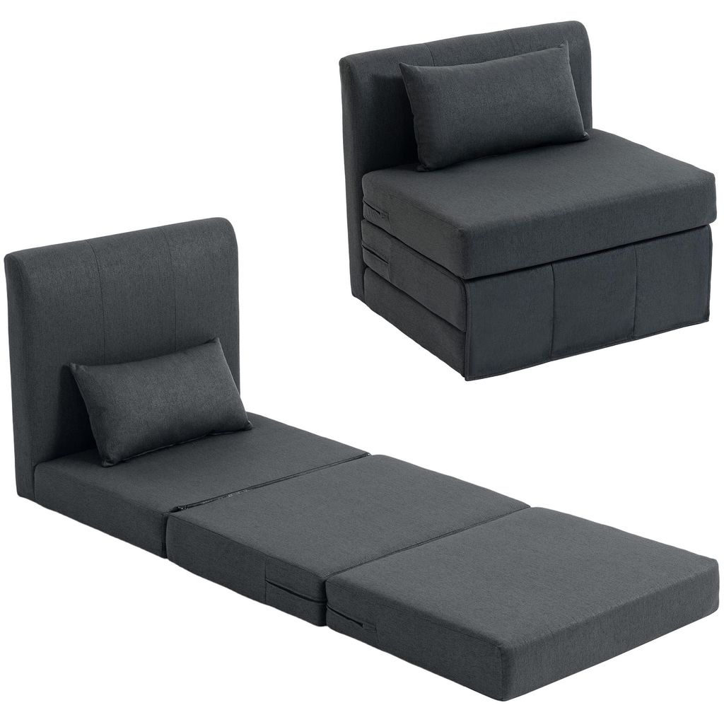 HOMCOM Bodensessel 2-in-1 Klappbar Schlafsofa mit Kordoptik Produktbild 