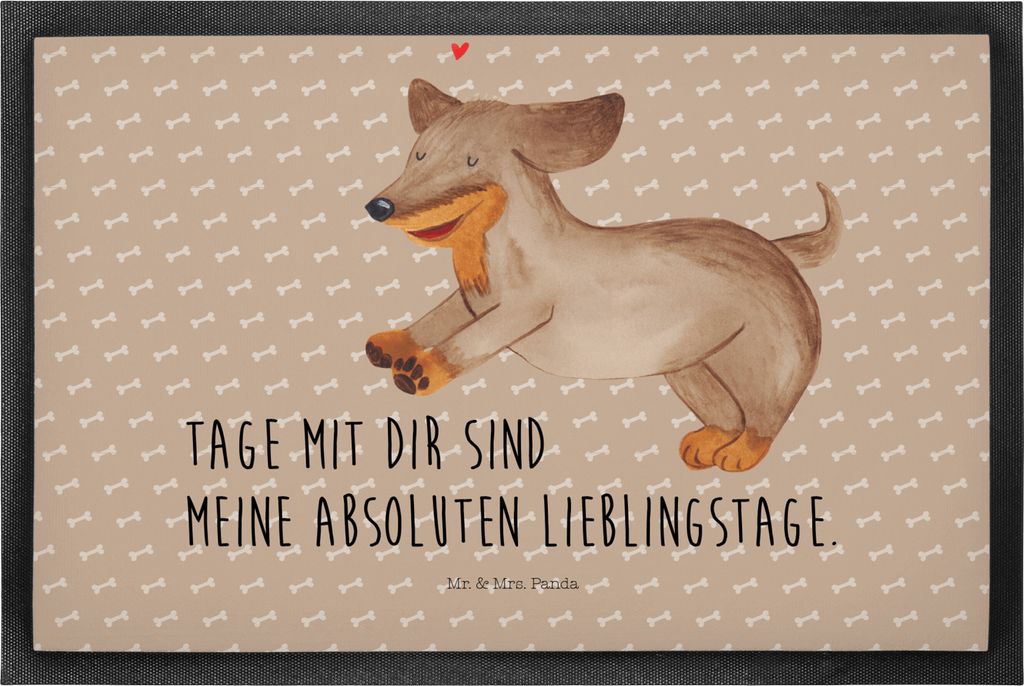 Mr. & Mrs. Panda Schmutzmatte Hund Dackel 50 x 75 cm - Hundeglück - Geschenk, Sauberlaufmatte, Bodenvorleger, Dachshund, fußmatte, Sprüche, Tür...