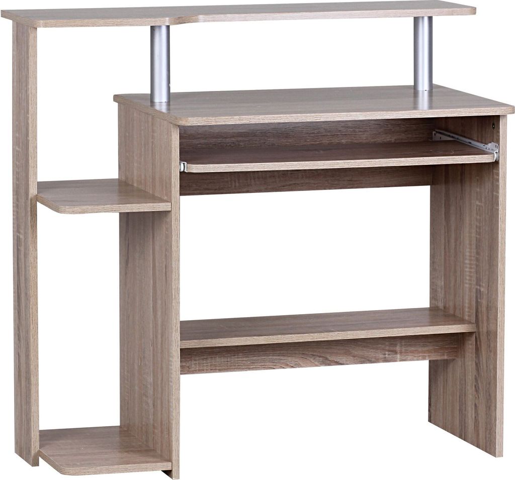 Computertisch WL1.171 Sonoma 94x90,5x48,5 cm Laptop Tisch Modern mit Tastaturauszug | PC-Tisch mit Drucker-Ablage platzsparend | Schreibtisch für ...