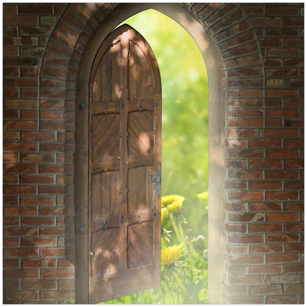 Wallario Magnet für Kühlschrank / Geschirrspüler, magnetisch haftende Folie - 60 x 60 cm, Motiv: Offene Pforte