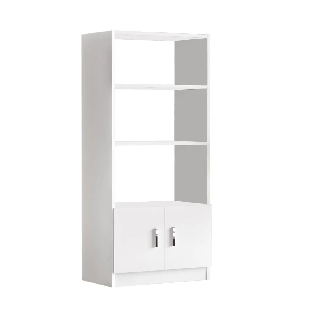 Meuble Bibliothèque Compact Blanc 140cm, Solution Rangement Skye Decor - 5