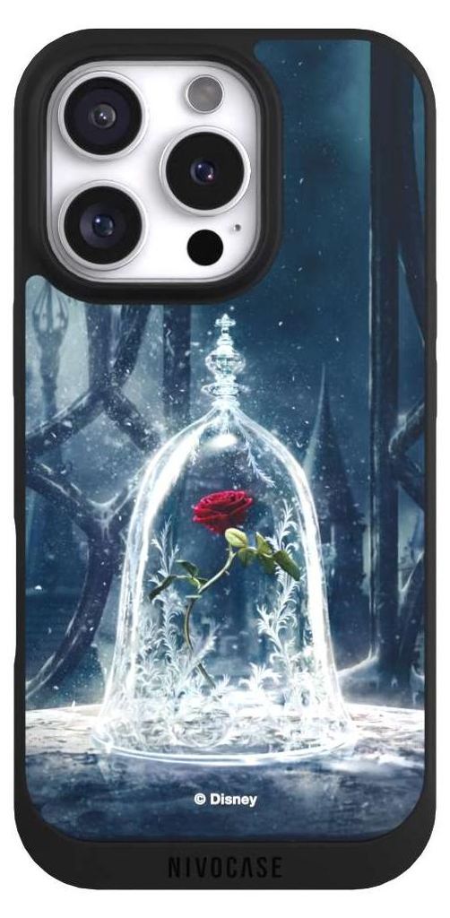 NIVOCASE Handyhülle für Apple iPhone 16 Pro Hülle NIVOpure Case Schwarz Die Schöne und das Biest Disney Princess Rose