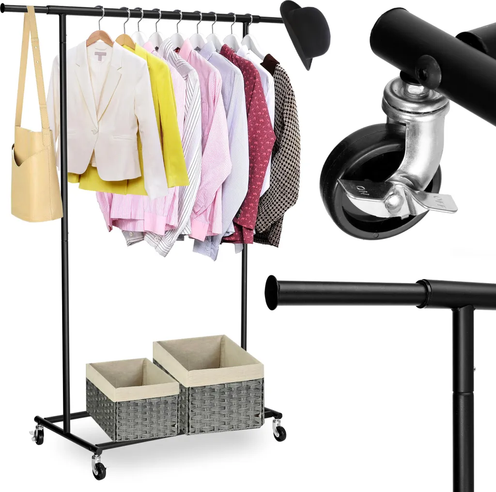 Portemanteau sur roulettes Tahir noir pour optimiser les petits espaces