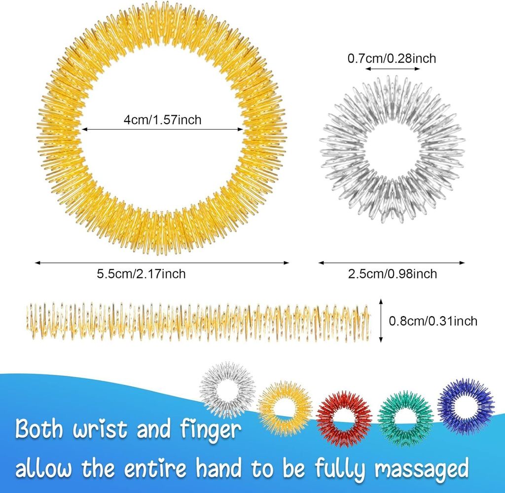 Kintex Akupressurringe 10er Set – Für Finger-Massage, Entspannung & Stressabbau