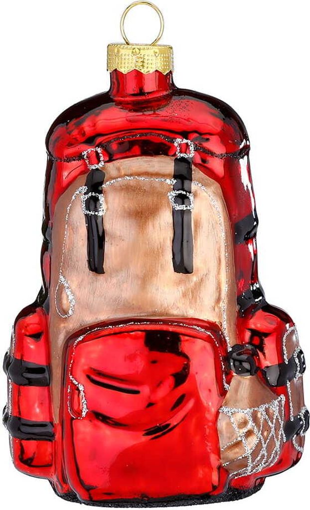 Christbaumschmuck Glas Wanderrucksack 11cm rot Produktbild 