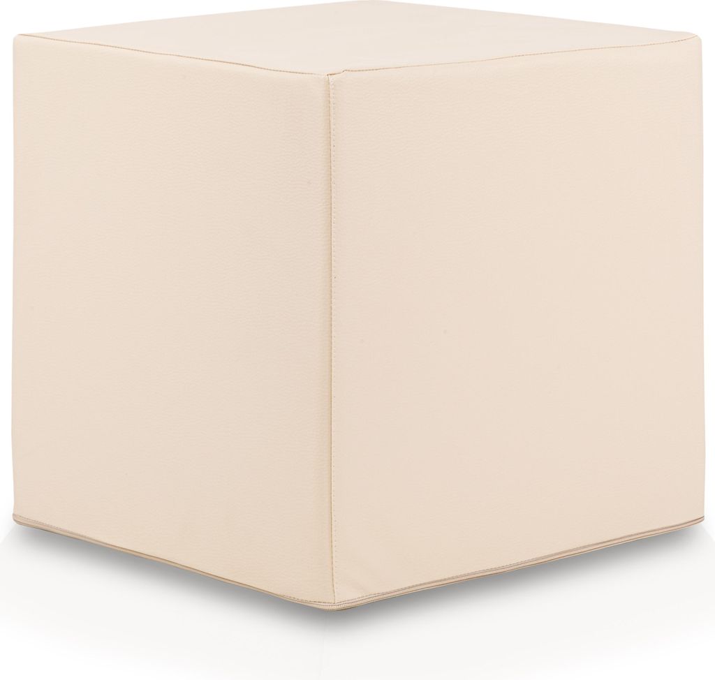 Ecopuf Cube, Sitzhocker Hocker, Sitzbox Quader Würfel, 40x40x40, Elfenbein E2