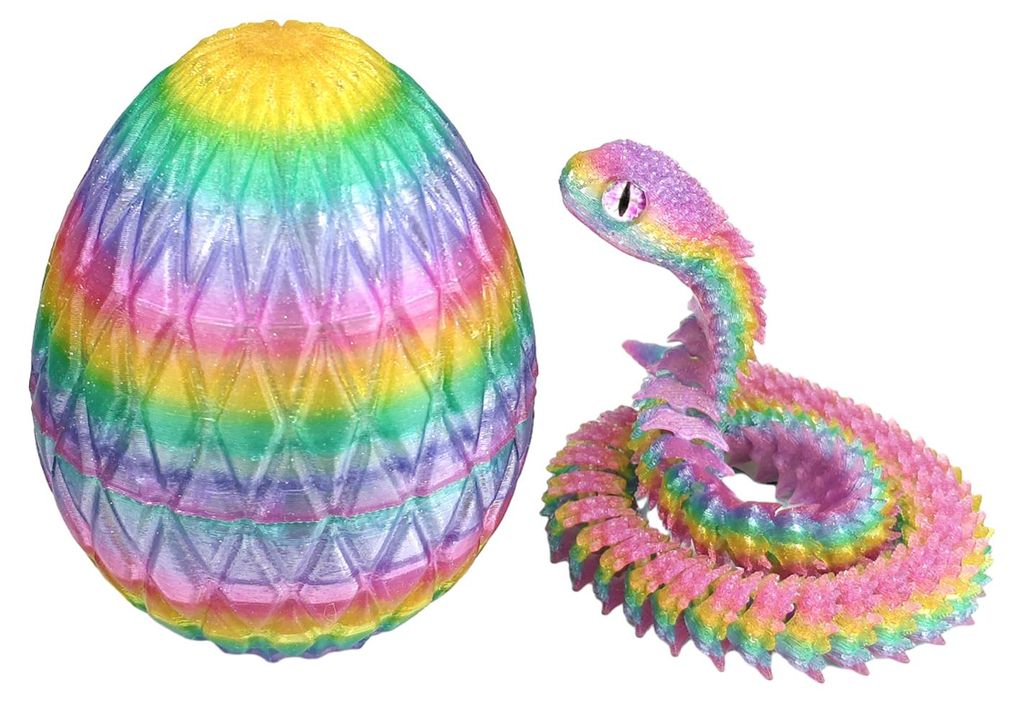 3D-gedruckte Schlangenei-Figur mit beweglichen Gelenken, Schlangenfigur, Schreibtisch-Fidget-Spielzeug, Ei mit beweglicher Schlange im Inneren, Dek...