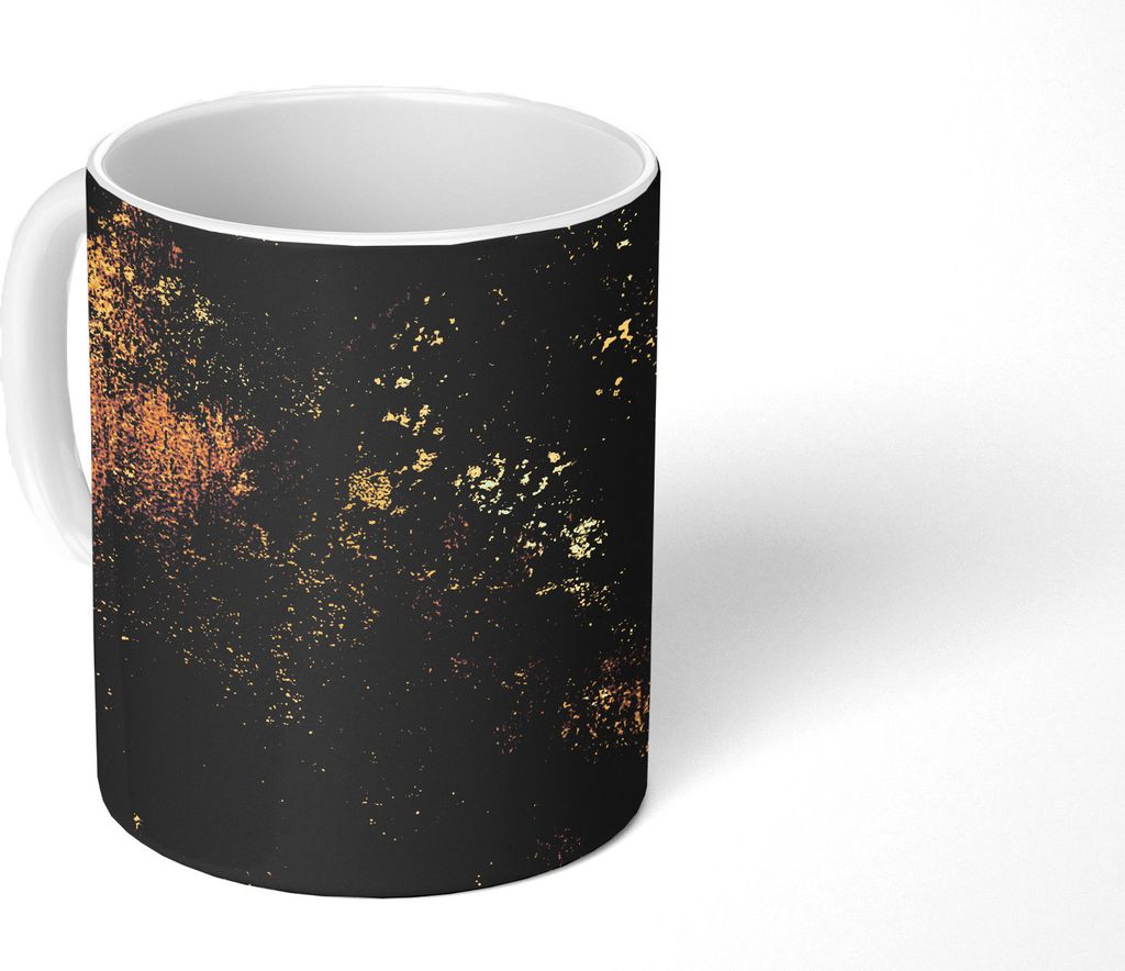 MuchoWow Tasse Kaffeetasse Kaffeebecher 350 ml Gold - Schwarz - Luxus Teetasse - Fototasse - Becher - Keramikbecher - Teebecher - Kaffeetasse - B...