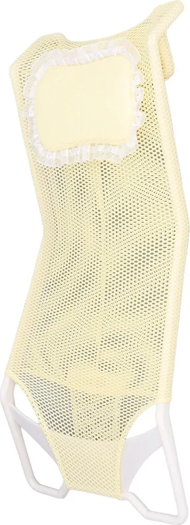 Bain de bébé sans glissade avec ce filet de soutien pliable et jaune