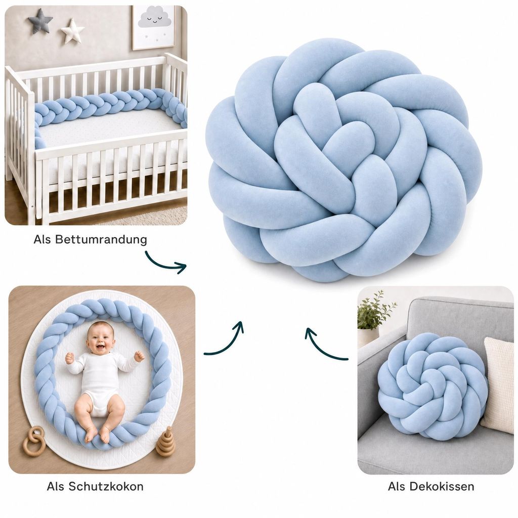 LuMali Nestchenschlange Bettschlange Baby Blau 210 cm , Produktbild 