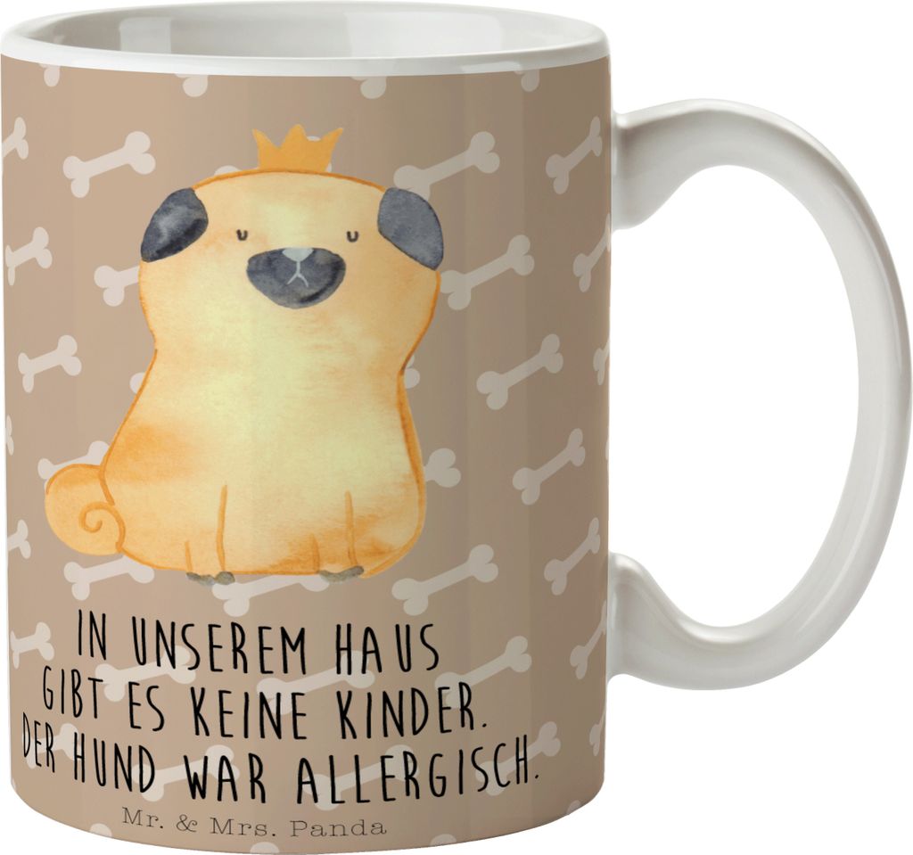 Mr. & Mrs. Panda Dekotasse Mops Krone - Hundeglück - Geschenk, Königlich, haferl, Kaffeepott, Haha, Allergisch, Kaffeetasse, Hund, Becher, Sprüc...