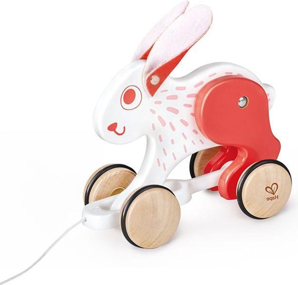 Hape Holz Nachziehtier Kaninchen - buntes Spielzeug für Kleinkinder