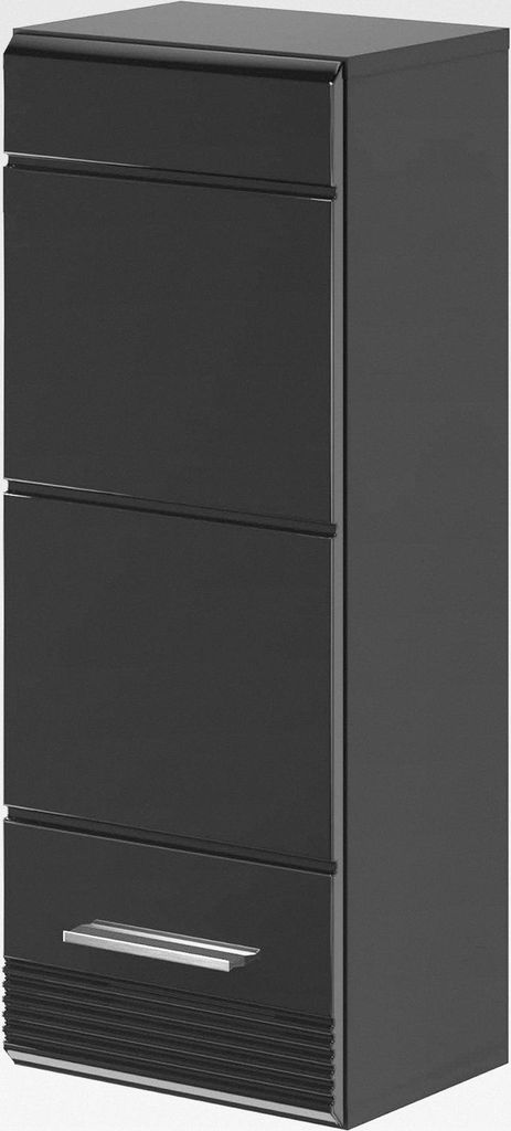 Badezimmer Linus Hängeschrank Schrank Badezimmerschrank hängend Wandschrank Hängeschrank Bad in schwarz Hochglanz, ca.30x77x23cm