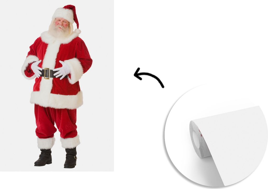MuchoWow Fototapete für Wohnzimmer oder Schlafzimmer Wandtapete Vinyl Motivtapete Der Weihnachtsmann mit den Händen auf seinem Bauch - 150x220 ...