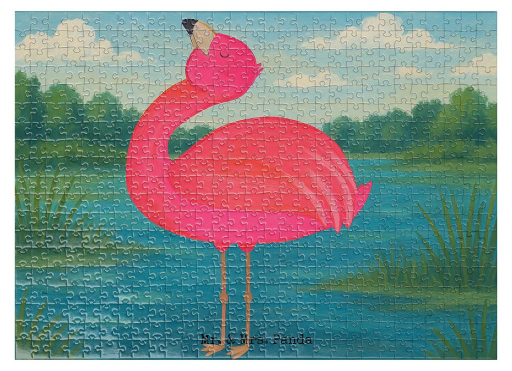 Mr. & Mrs. Panda Puzzle Flamingo Stolz Design 551 Teile - Weiß - Geschenk, 1500, 2000, 1000, Legespiel, Selbstliebe, glücklich, 500, Mama