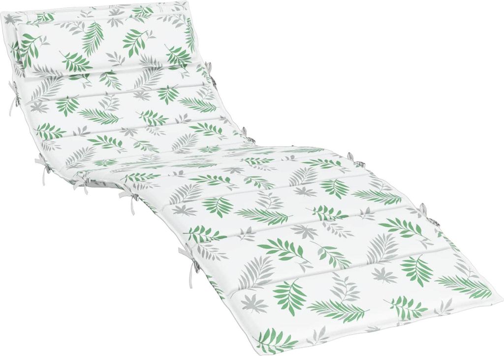 vidaXL Sonnen-Lounger Kissen Weiß und Grün 180 x 60 x 4 cm