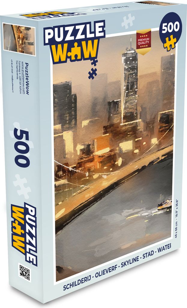 MuchoWow Puzzle 500 Teile Gemälde - Öl - Skyline - Stadt - Wasser - Denken - Spiel - Toy