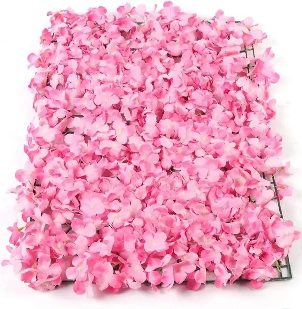 Panneau mural de roses artificielles en soie rose pour fond décoratif 10pcs