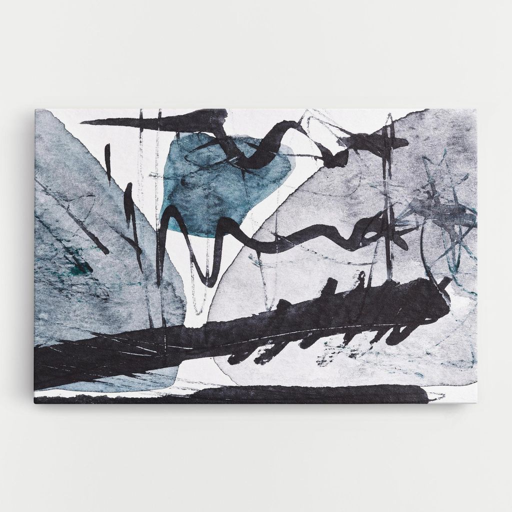ARTHUB Leinwandbild 50x70 cm, Black Grey Lines | Wohnzimmerdekoration, Hängende Bilder, Wanddekoration, Heimdekoration, Abstrakte, Abstrakte Kunst
