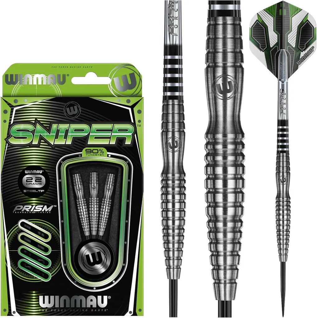 Winmau Sniper Steeldart 1008-22g Set de 3 Fléchettes de Précision Tungstène