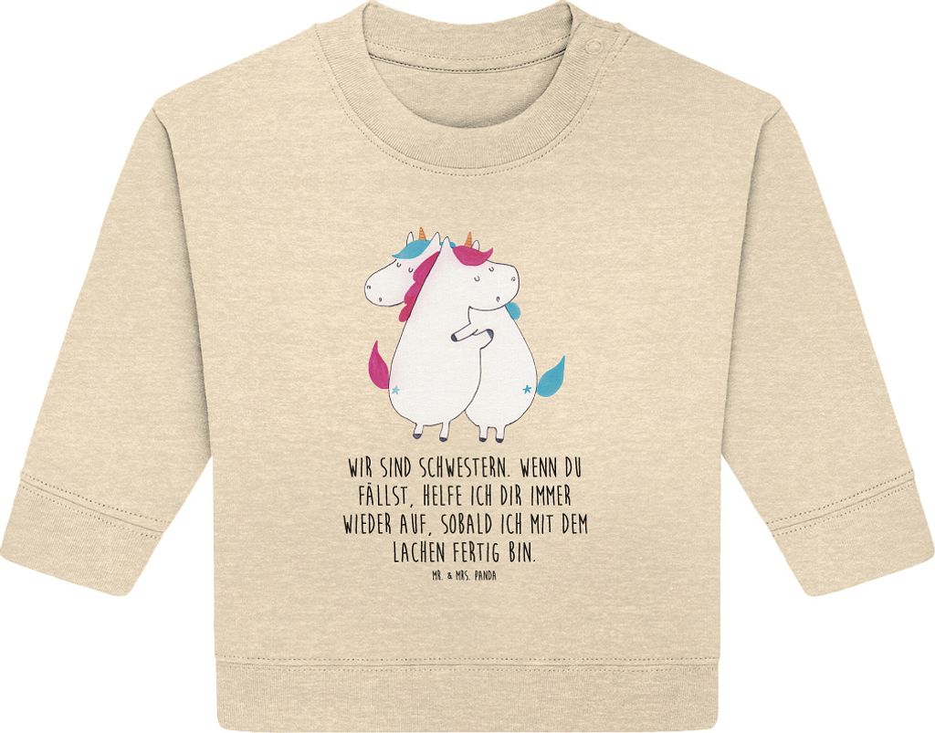 Mr. & Mrs. Panda Organic Baby Pullover Einhörner Umarmen 24. - 36. Monat - Natural Raw - Geschenk, Einhorn, Familie, Geschwister, Unicorn, Liebe, ...