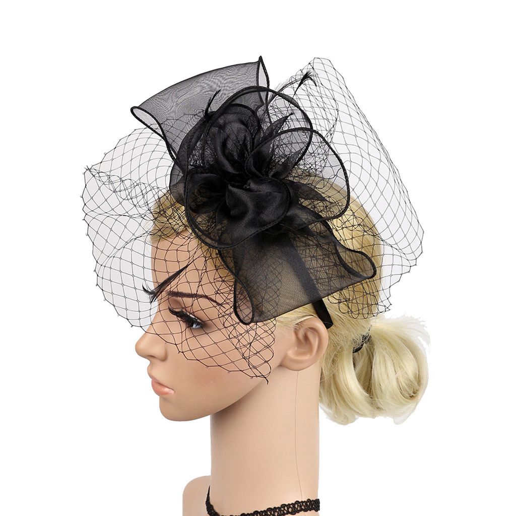 Fascinator-Hut für Partys, Netzstoff, Schleife, Vintage-Stil, königlicher Stil, Hochzeit, Kopfbedeckung, Bühnenauftritt, Kopfdekor, Hut, Haar-Ac...