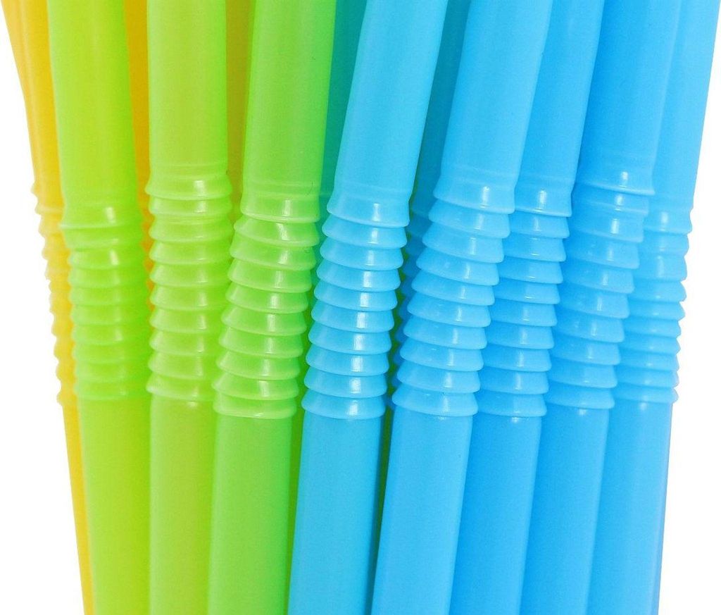 500 Mehrweg Plastik Trinkhalme / Strohhalme bunt flexibel