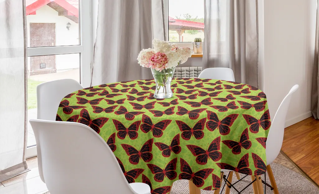 ABAKUHAUS La Farfalla Tovaglia Da Esterno, Insetto Con Le Ali Punteggiate Tovaglia Da Picnic Lavabile Decorativa 145 Cm X 305 Cm Pallido Melanzana Multicolor