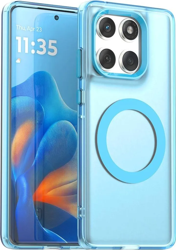 Custodia MagSafe per Motorola Edge 60 / Edge 60 Fusion - Cover posteriore Phonesta HardFrost Semi-Trasparente - Blu opaco