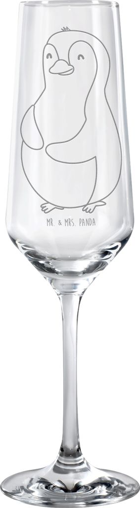 Mr. & Mrs. Panda Glas Pinguin Diät - Transparent - Geschenk, Trinkglas, Sektglas, Sektflöte, Motivation, Flute, Champagnerglas, Selbstliebe