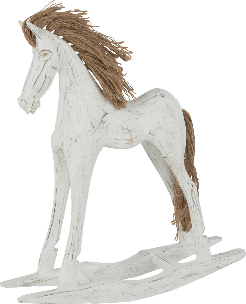 J-Line Cheval à Bascule Albasia en Bois Blanc Taille S pour Enfant