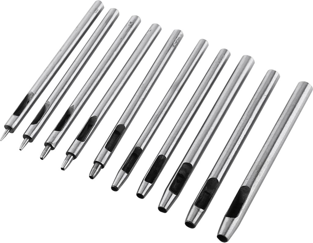 10-teiliges Lochstanzen-Set aus Metall für Leder, hohles Gürtelwerkzeug, 0,5–5 mm