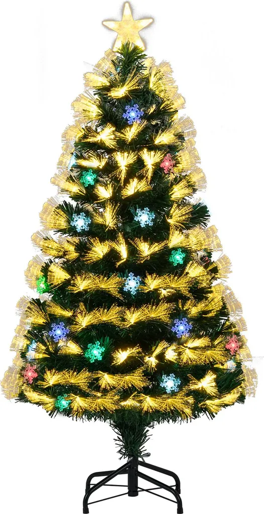 Sapin de Noël 120 cm avec 8 Modes Lumineux et 130 Branches en PVC