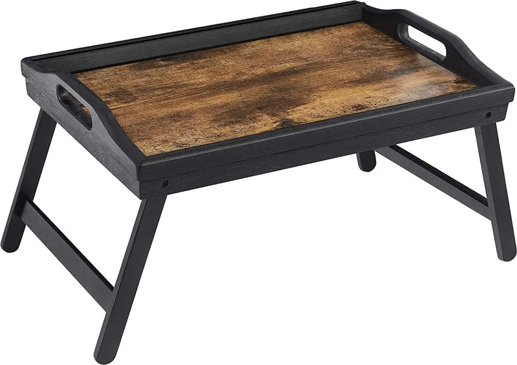 Plateau de lit avec pieds rabattables en bambou naturel pour PC