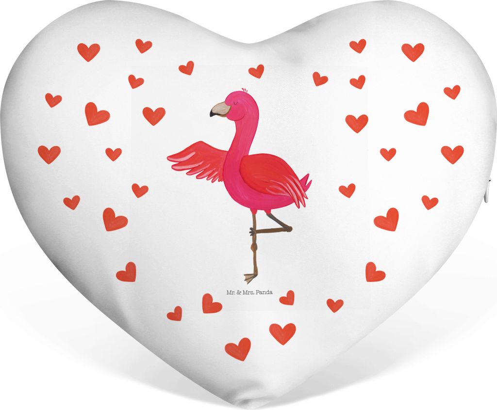 Mr. & Mrs. Panda Sofakissen Flamingo Yoga - Weiß - Geschenk, Yogi, Achtsamkeit, Urlaub, Namaste, Dekokissen, Kuschelkissen, Liebeskissen, Valentin...